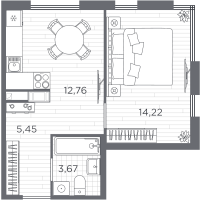 1 ккв № 107 Корп.: 2 , Секция 3  в ЖК Плюс Пулковский