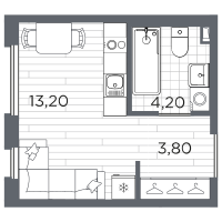 Студия № 4 Корп.: 14 , Секция 1  в ЖК Плюс Пулковский