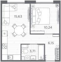 2 ккв (Евро) № 173 Корп.: 1 , Секция 5  в ЖК Плюс Пулковский