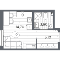 Студия № 61 Корп.: 9 , Секция 3  в ЖК Плюс Пулковский