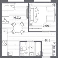 2 ккв (Евро) № 180 Корп.: 2 , Секция 5  в ЖК Плюс Пулковский