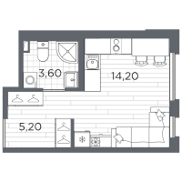 Студия № 62 Корп.: 14 , Секция 3  в ЖК Плюс Пулковский