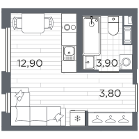 Студия № 10 Корп.: 14 , Секция 1  в ЖК Плюс Пулковский