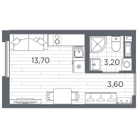 Студия № 73 Корп.: 13 , Секция 3  в ЖК Плюс Пулковский