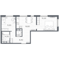 3 ккв (Евро) № 40 Корп.: 14 , Секция 2  в ЖК Плюс Пулковский