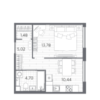 1 ккв № 139 Корп.: 6 , Секция 4  в ЖК Плюс Пулковский