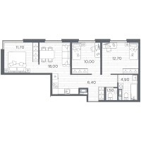 4 ккв (Евро) № 11 Корп.: 14 , Секция 1  в ЖК Плюс Пулковский