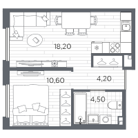 2 ккв (Евро) № 5 Корп.: 11 , Секция 1  в ЖК Плюс Пулковский