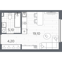 Студия № 24 Корп.: 10 , Секция 2  в ЖК Плюс Пулковский