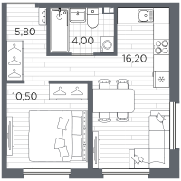 2 ккв (Евро) № 95 Корп.: 11 , Секция 3  в ЖК Плюс Пулковский