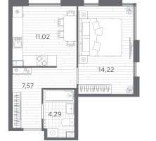 1 ккв № 89 Корп.: 2 , Секция 3  в ЖК Плюс Пулковский