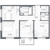 3 ккв № 48 Корп.: 13 , Секция 2  в ЖК Плюс Пулковский