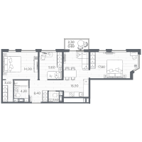 4 ккв (Евро) № 101 Корп.: 11 , Секция 3  в ЖК Плюс Пулковский