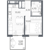 2 ккв (Евро) № 96 Корп.: 11 , Секция 3  в ЖК Плюс Пулковский