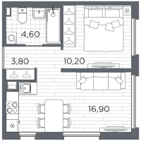 2 ккв (Евро) № 63 Корп.: 14 , Секция 3  в ЖК Плюс Пулковский