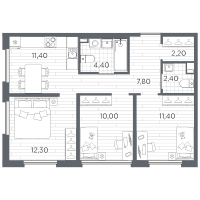 3 ккв № 28 Корп.: 13 , Секция 2  в ЖК Плюс Пулковский