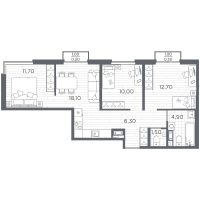 4 ккв (Евро) № 29 Корп.: 14 , Секция 1  в ЖК Плюс Пулковский