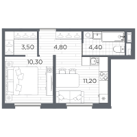 1 ккв № 44 Корп.: 14 , Секция 2  в ЖК Плюс Пулковский