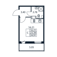 Студия № 2/09/03 Корп.: 2 , Секция 2  в ЖК Полис ЛАВрики