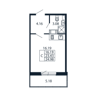 Студия № 3/09/05 Корп.: 1 , Секция 3  в ЖК Полис ЛАВрики