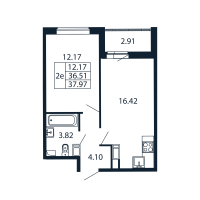 2 ккв (Евро) № 7/08/08 Корп.: 1 , Секция 7  в ЖК Полис ЛАВрики
