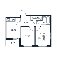 2 ккв № 8/01/16 Корп.: 2 , Секция 8  в ЖК Полис ЛАВрики