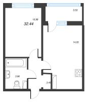 1 ккв № 4/04/09 Корп.: 2 , Секция 4  в ЖК Полис ЛАВрики