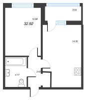 1 ккв № 4/01/07 Корп.: 2 , Секция 4  в ЖК Полис ЛАВрики