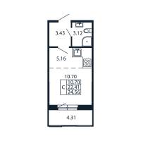 Студия № 4/06/03 Корп.: 2.1 , Секция 4  в ЖК Полис Новоселье