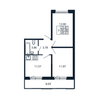 2 ккв № 3/02/05 Корп.: 2.1 , Секция 3  в ЖК Полис Новоселье