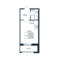 Студия № 4/04/01 Корп.: 1.1 , Секция 4  в ЖК Полис Новоселье
