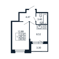 1 ккв № 6/02/06 Корп.: 2.1 , Секция 6  в ЖК Полис Новоселье