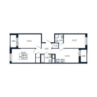 3 ккв № 3/06/02 Корп.: 2.1 , Секция 3  в ЖК Полис Новоселье