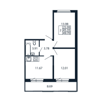 2 ккв № 3/03/05 Корп.: 2.1 , Секция 3  в ЖК Полис Новоселье