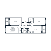 3 ккв № 3/03/02 Корп.: 2.1 , Секция 3  в ЖК Полис Новоселье