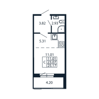 Студия № 4/06/01 Корп.: 2.1 , Секция 4  в ЖК Полис Новоселье
