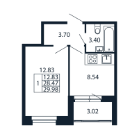 1 ккв № 5/02/03 Корп.: 2.1 , Секция 5  в ЖК Полис Новоселье