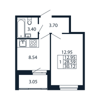 1 ккв № 2/06/07 Корп.: 2.1 , Секция 2  в ЖК Полис Новоселье
