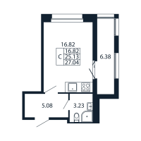 Студия № 1/06/03 Корп.: 1.1 , Секция 1  в ЖК Полис Новоселье