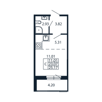 Студия № 3/06/10 Корп.: 2.1 , Секция 3  в ЖК Полис Новоселье