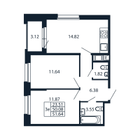 2 ккв № 3/03/05 Корп.: 1.1 , Секция 3  в ЖК Полис Новоселье