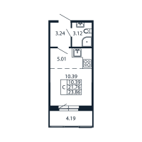 Студия № 3/06/07 Корп.: 2.1 , Секция 3  в ЖК Полис Новоселье