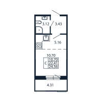 Студия № 3/06/08 Корп.: 2.1 , Секция 3  в ЖК Полис Новоселье