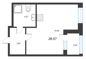 Студия № 328 Корп.: 2 Уч. 7 , Секция 1.4  в ЖК Прайм Приморский