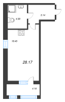 Студия № 335 Корп.: 2 Уч. 7 , Секция 1.4  в ЖК Прайм Приморский