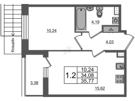 2 ккв (Евро) № 137 Корп.: 3 Уч. 7 , Секция 1.2  в ЖК Прайм Приморский