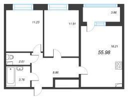 3 ккв (Евро) № 120 Корп.: 1 Уч. 7 , Секция 1.2  в ЖК Прайм Приморский