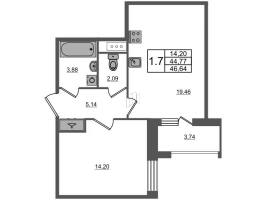 2 ккв (Евро) № 145 Корп.: 2 Уч. 7 , Секция 1.2  в ЖК Прайм Приморский