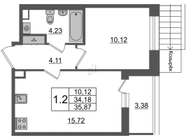 2 ккв (Евро) № 1084 Корп.: 3 Уч. 7 , Секция 3.3  в ЖК Прайм Приморский