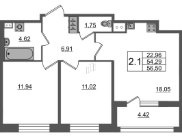 3 ккв (Евро) № 458 Корп.: 1 Уч. 7 , Секция 2.3  в ЖК Прайм Приморский